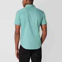 mutual weave Mens Easy-on + Easy-off Short Sleeve Regular Fit Button-Down Shirt