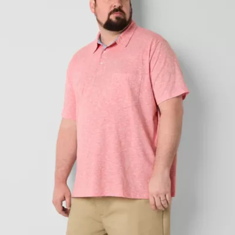 St. John's Bay Sueded Jersey Big and Tall Mens Classic Fit Short Sleeve Polo Shirt