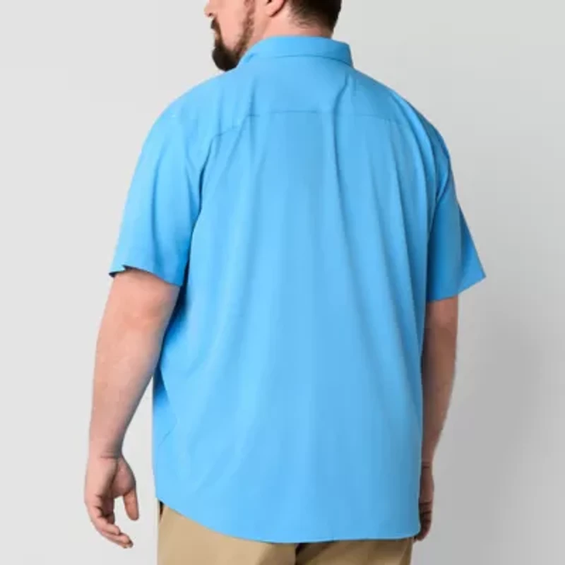 St. John's Bay Performance Mens Short Sleeve Classic Fit Big and Tall Button-Down Shirt
