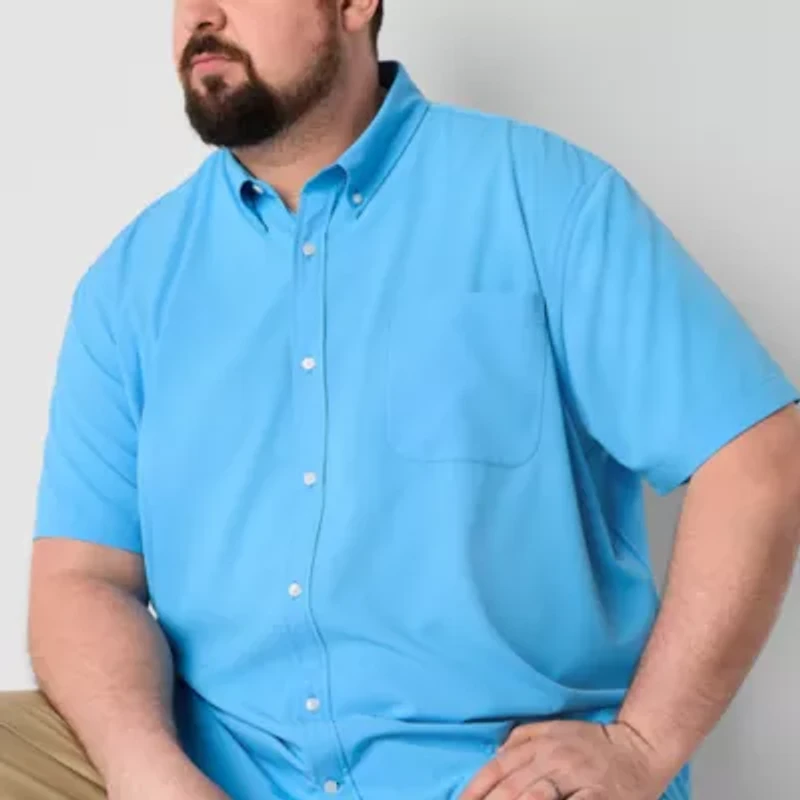 St. John's Bay Performance Mens Short Sleeve Classic Fit Big and Tall Button-Down Shirt