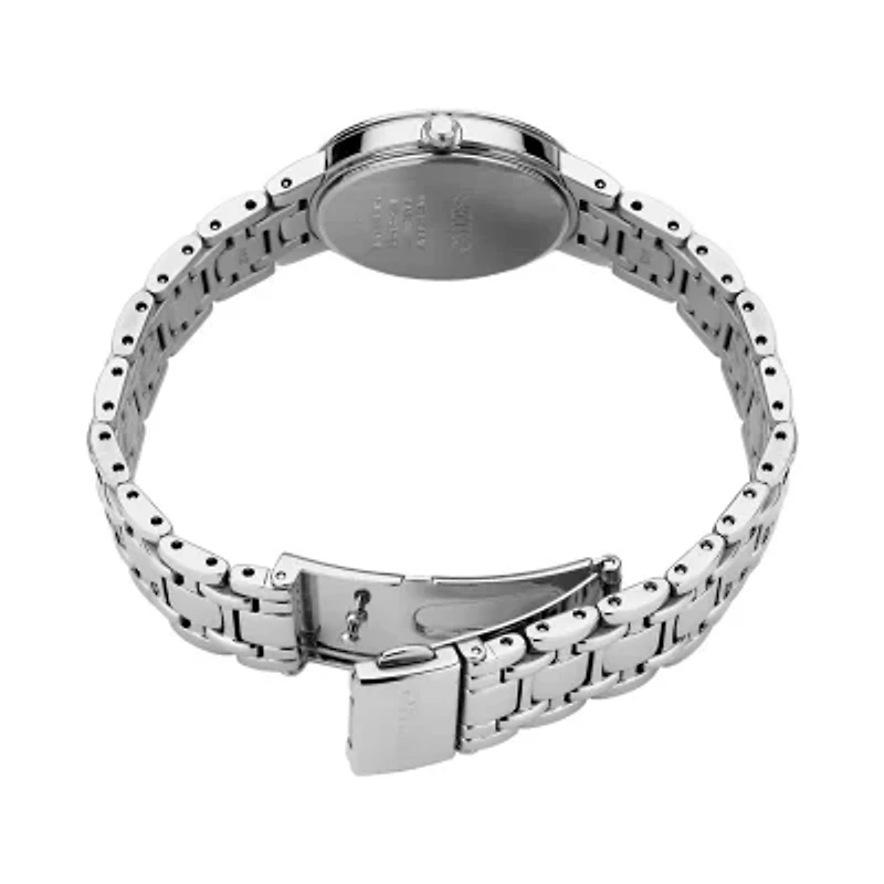 Seiko Crystal Womens Crystal Accent Silver Tone Stainless Steel Bracelet Watch Sup359