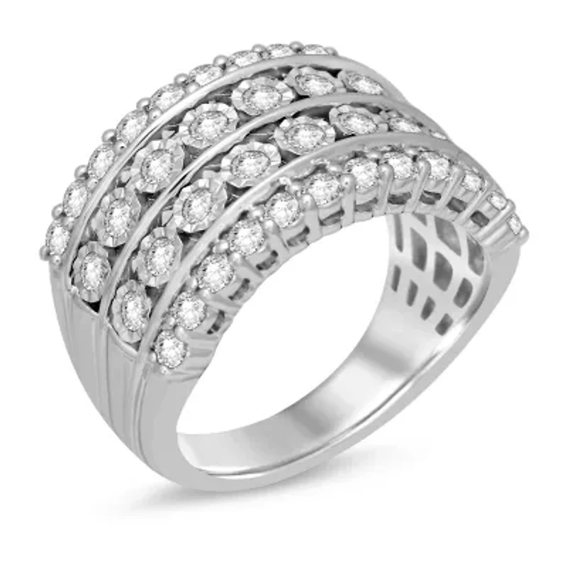 Womens 1 1/4 CT. T.W. Genuine White Diamond 10K White Gold Wedding Band
