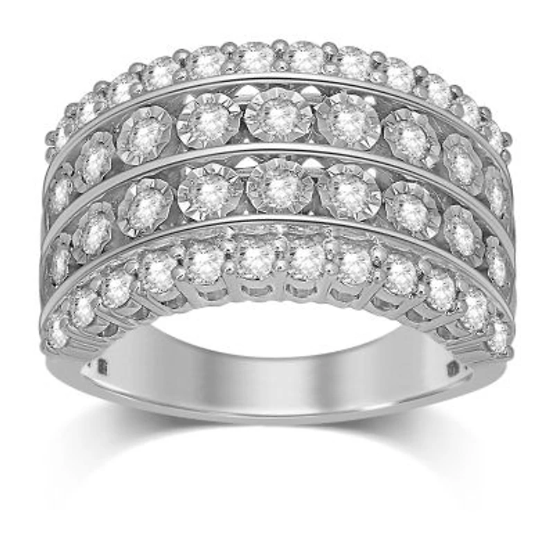 Womens 1 1/4 CT. T.W. Genuine White Diamond 10K White Gold Wedding Band