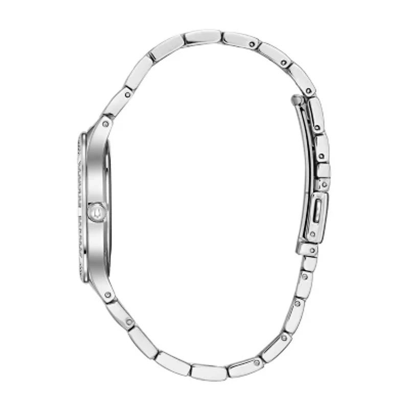 Bulova Crystal Womens Silver Tone Stainless Steel Bracelet Watch 96l264