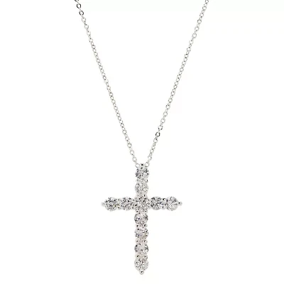 Sparkle Allure Womens Cubic Zirconia Pure Silver Over Brass Cross 16 Inch Pendant Necklace