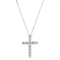 Sparkle Allure Womens Cubic Zirconia Pure Silver Over Brass Cross 16 Inch Pendant Necklace