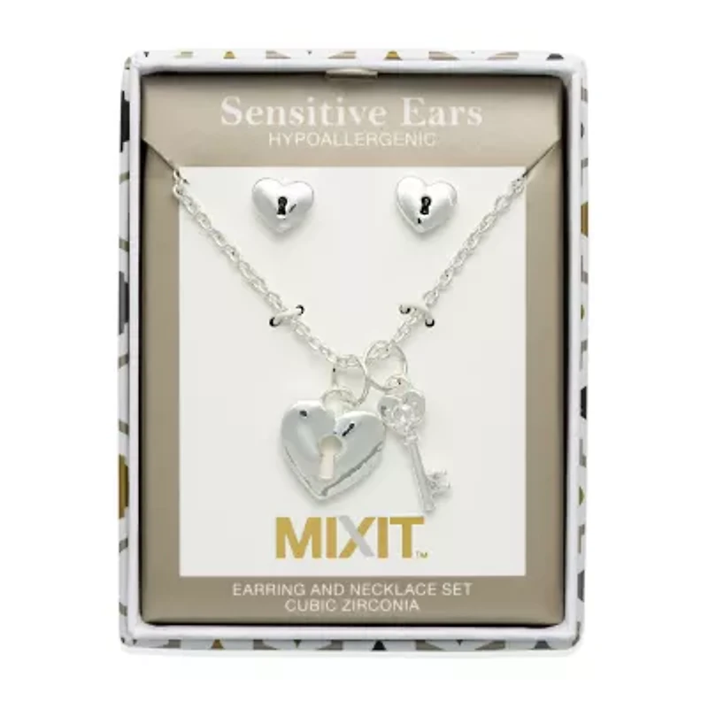 Mixit Womens Heart Keys Hypoallergenic 2-pc. Jewelry Set