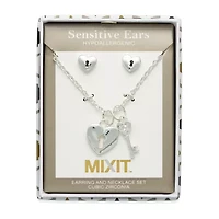 Mixit Womens Heart Keys Hypoallergenic 2-pc. Jewelry Set
