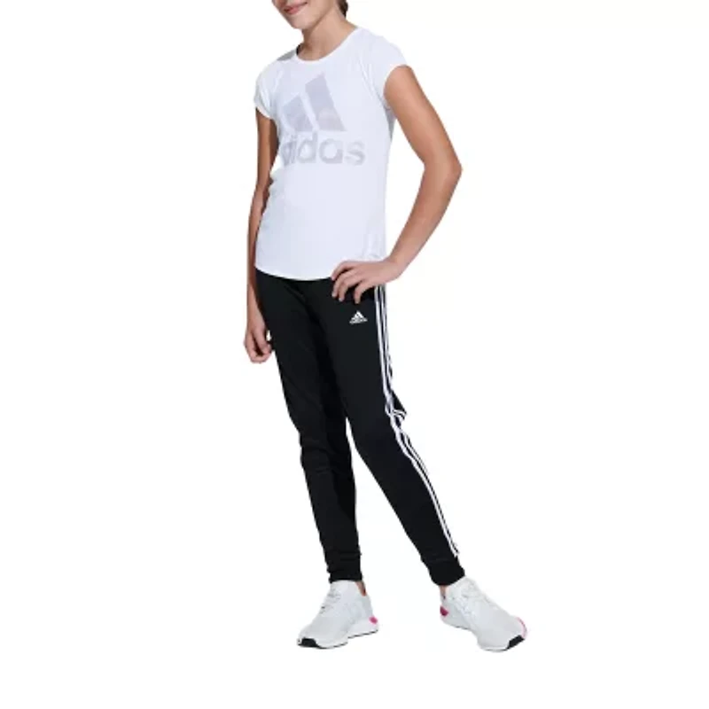 adidas Little Girls Round Neck Short Sleeve Regular Fit Graphic T-Shirt