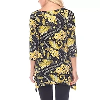 White Mark Womens Scoop Neck 3/4 Sleeve Tunic Top