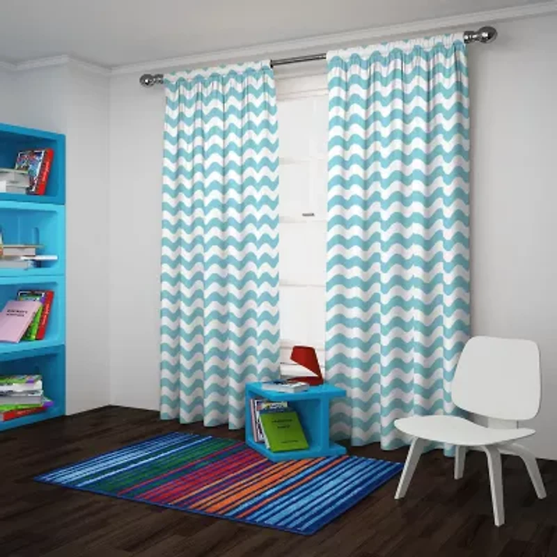 Eclipse Wavy Chevron Rod Pocket Energy Saving Blackout Single Curtain Panel