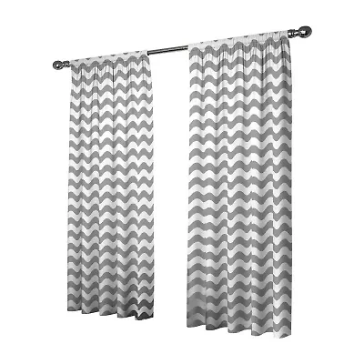 Eclipse Wavy Chevron Rod Pocket Energy Saving Blackout Single Curtain Panel