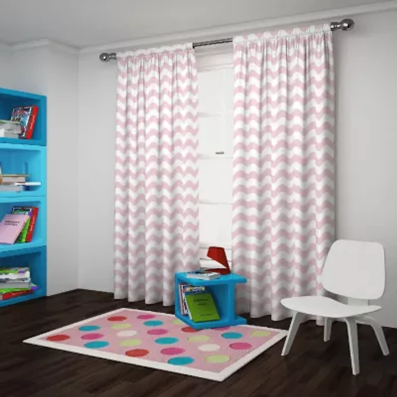 Eclipse Wavy Chevron Rod Pocket Energy Saving Blackout Single Curtain Panel