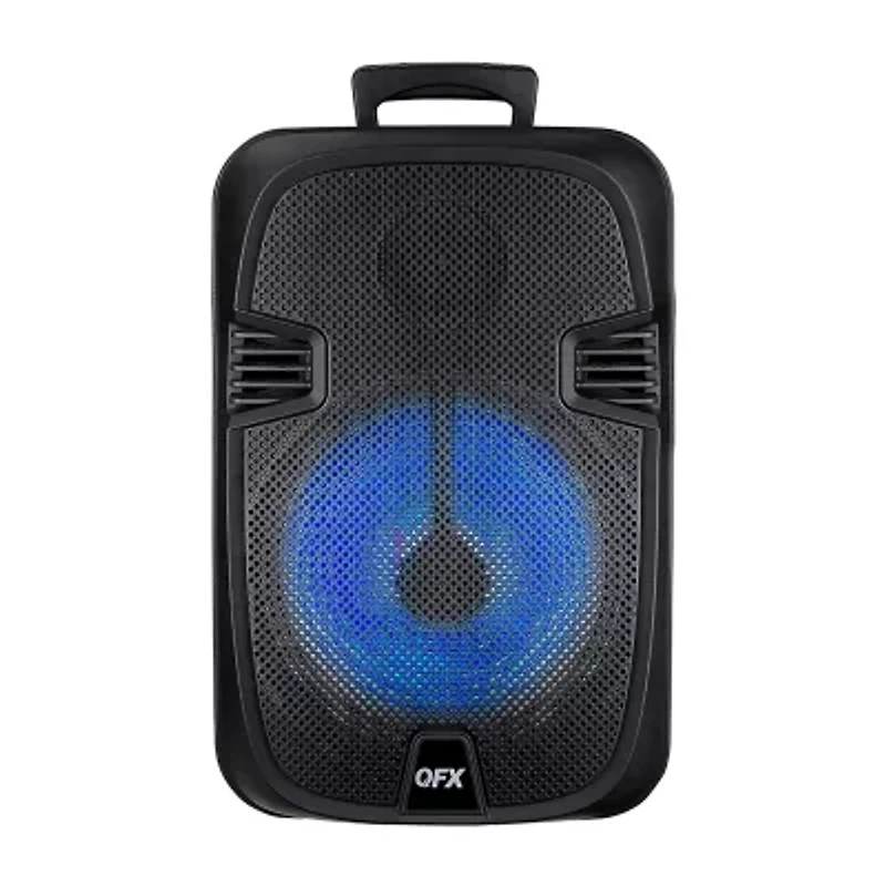 QFX 12" Bluetooth Rechargeable Speaker with Stand, LED Lights ,Wired Microphone ,Remote Control