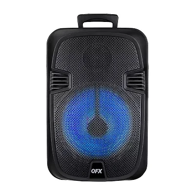 QFX 12" Bluetooth Rechargeable Speaker with Stand, LED Lights ,Wired Microphone ,Remote Control