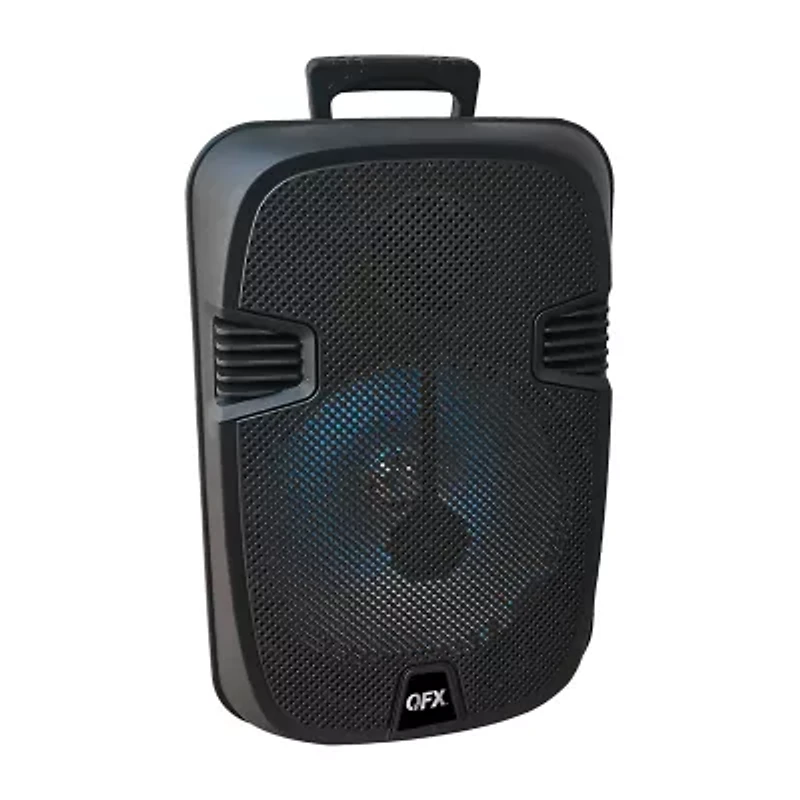 QFX 12" Bluetooth Rechargeable Speaker with Stand, LED Lights ,Wired Microphone ,Remote Control