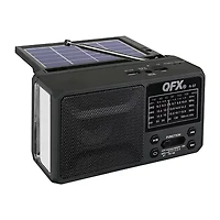 QFX AM/FM/SW Solar Radio with 2" Speaker, Rechargeable Battery, Flashlight, Carrying Strap