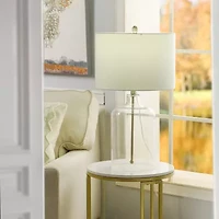 Collective Design By Stylecraft Glass With Gold Metal Rod Table Lamp