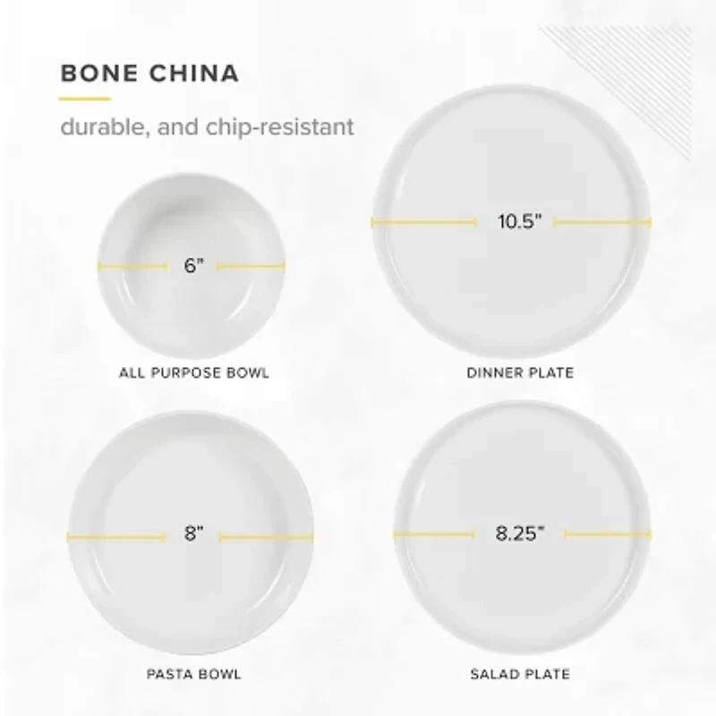 Table 12 Natural White 16-pc. Bone China Dinnerware Set
