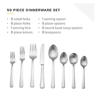 Table 12 Stainless Steel 50-pc. 18/10 Flatware Set