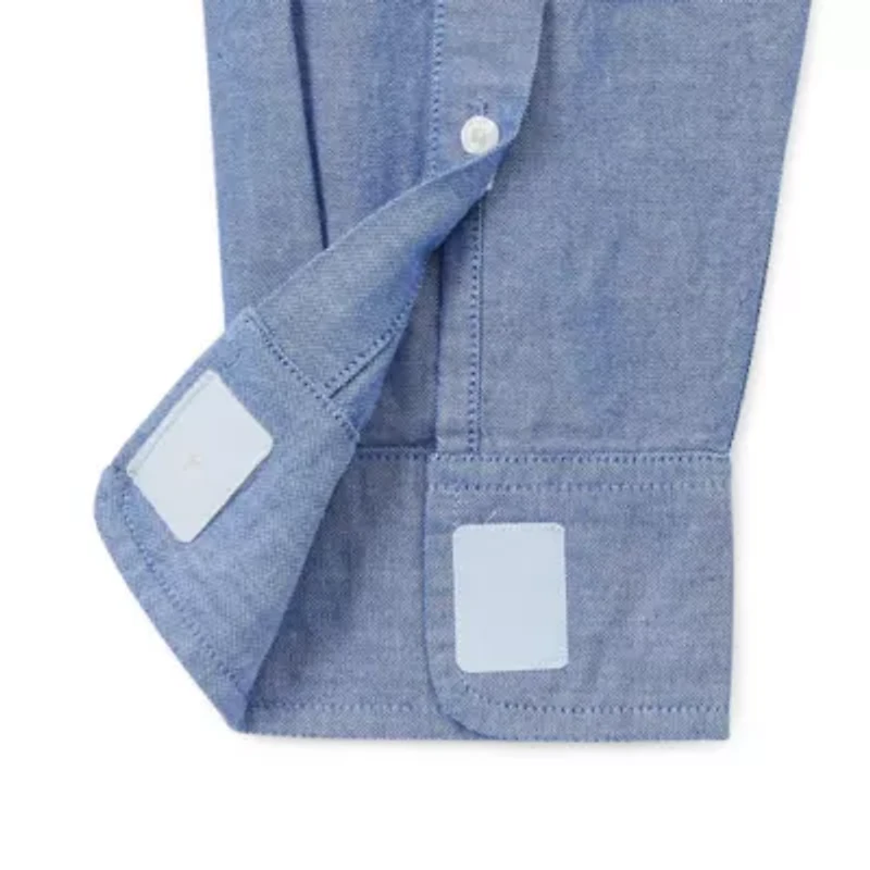 St. John's Bay Performance Oxford Dexterity Mens Easy-on + Easy-off Long Sleeve Classic Fit Button-Down Shirt
