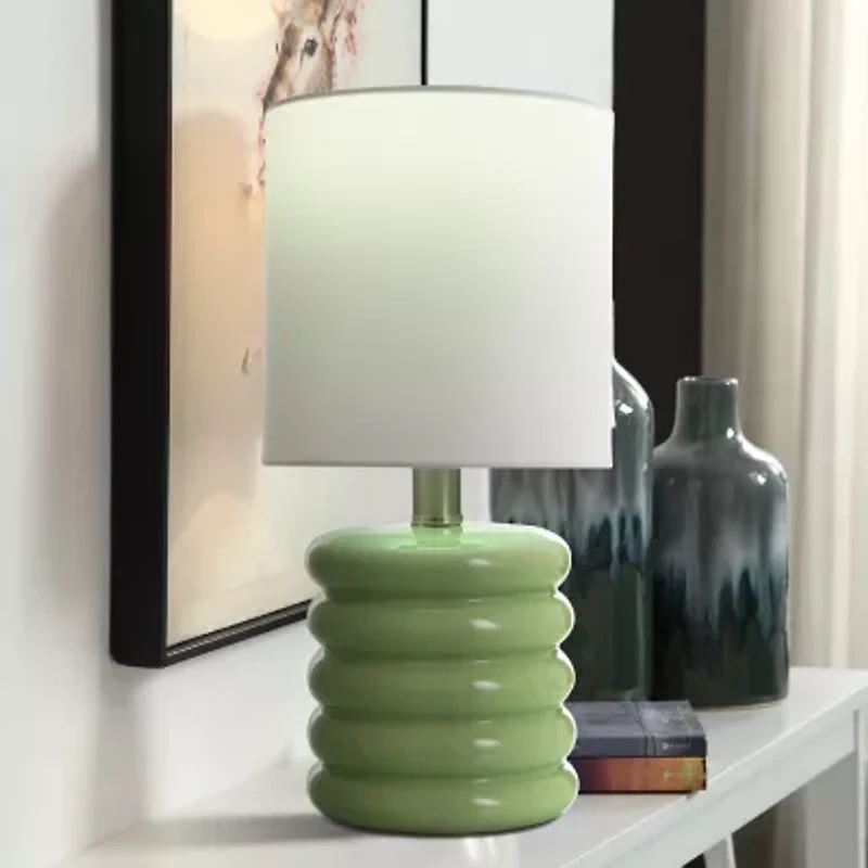 Collective Design By Stylecraft Stacked Green Ceramic Table Lamp