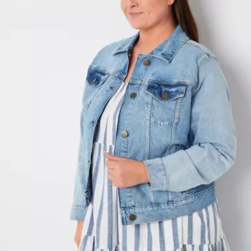a.n.a Womens Denim Midweight Plus Jacket