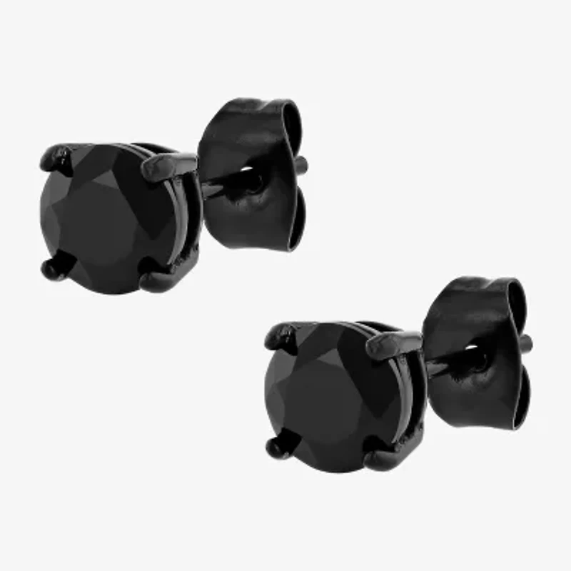 Genuine Black Spinel Stainless Steel 15.4mm Stud Earrings