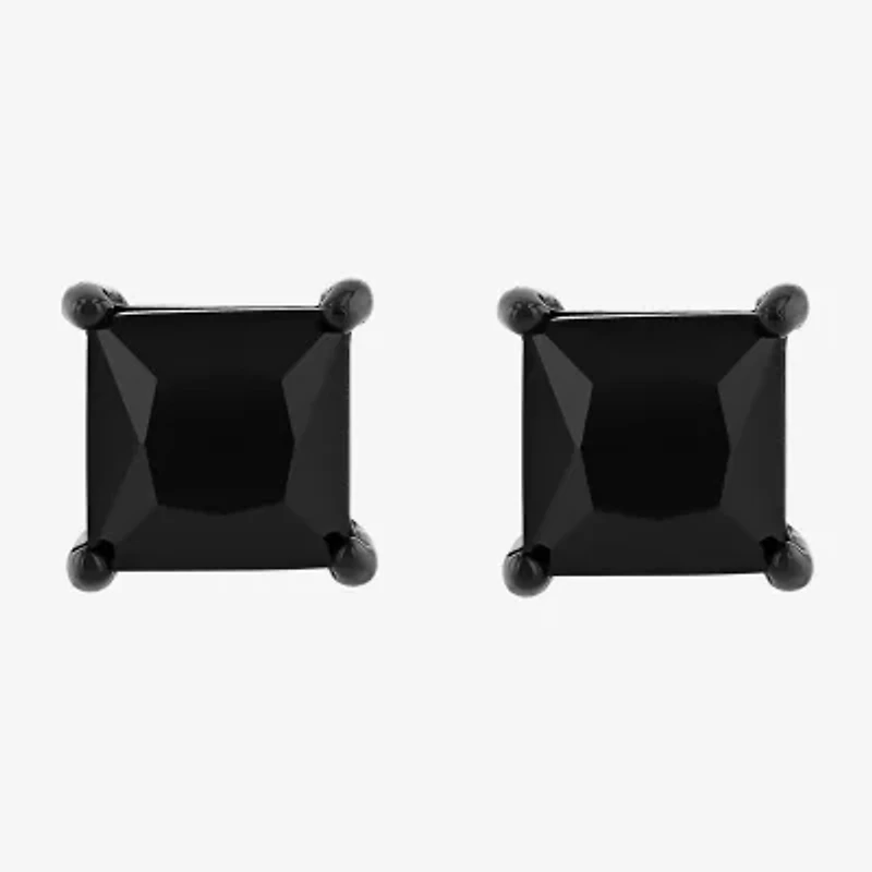 Genuine Black Spinel Stainless Steel 15mm Stud Earrings