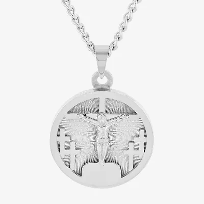 Mens Stainless Steel Round 24 Inch Pendant Necklace