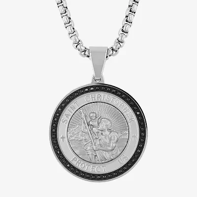 Mens 1/4 CT. T.W. Natural Diamond Stainless Steel Pendant Necklace