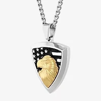 American Flag Eagle Mens Stainless Steel 24 Inch Pendant Necklace