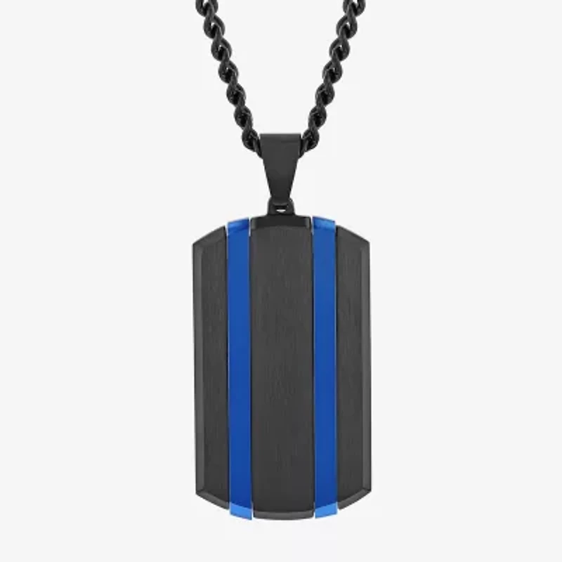 Mens Stainless Steel Dog Tag 24 Inch Pendant Necklace