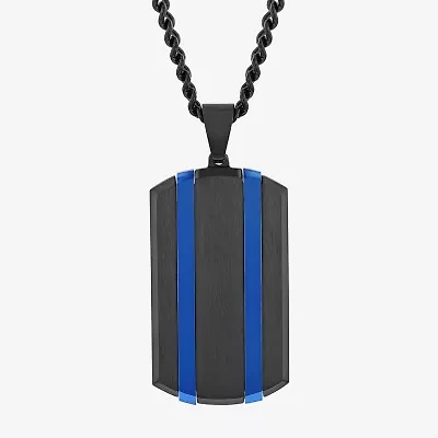 Mens Stainless Steel Dog Tag 24 Inch Pendant Necklace