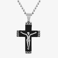 Mens Stainless Steel Cross 24 Inch Pendant Necklace