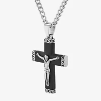 Mens Stainless Steel Cross 24 Inch Pendant Necklace
