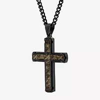 Mens Stainless Steel Cross 24 Inch Pendant Necklace