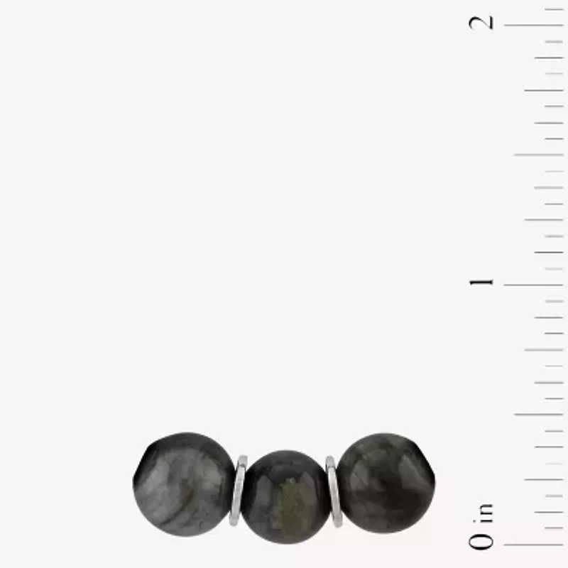 Mens  Stainless Steel Genuine Stone Beaded Bolo Bracelet