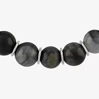 Mens  Stainless Steel Genuine Stone Beaded Bolo Bracelet