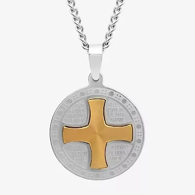 Mens Stainless Steel Circle 24 Inch Pendant Necklace