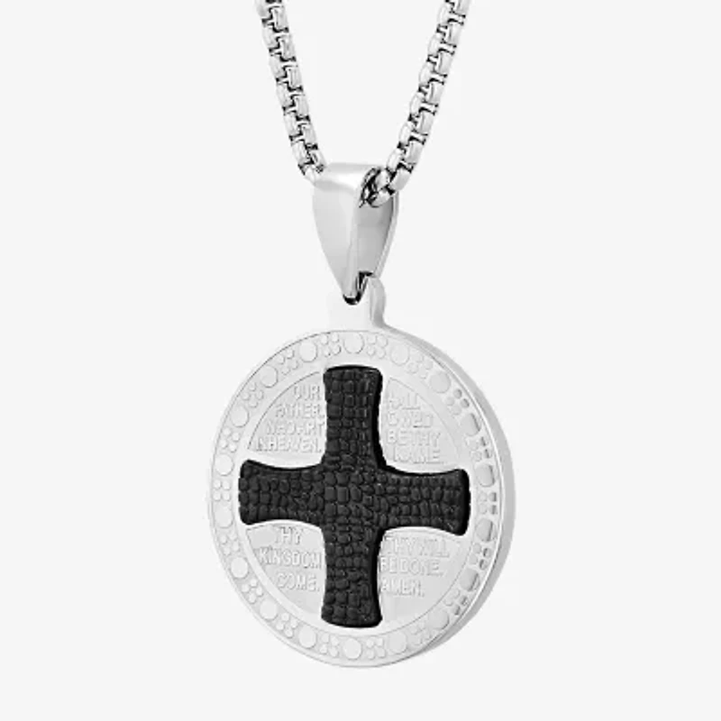 Mens Stainless Steel Circle 24 Inch Pendant Necklace