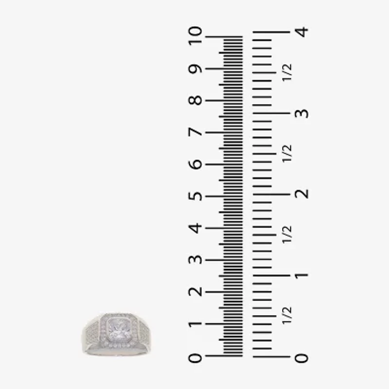 Mens Cubic Zirconia Sterling Silver Square Fashion Ring