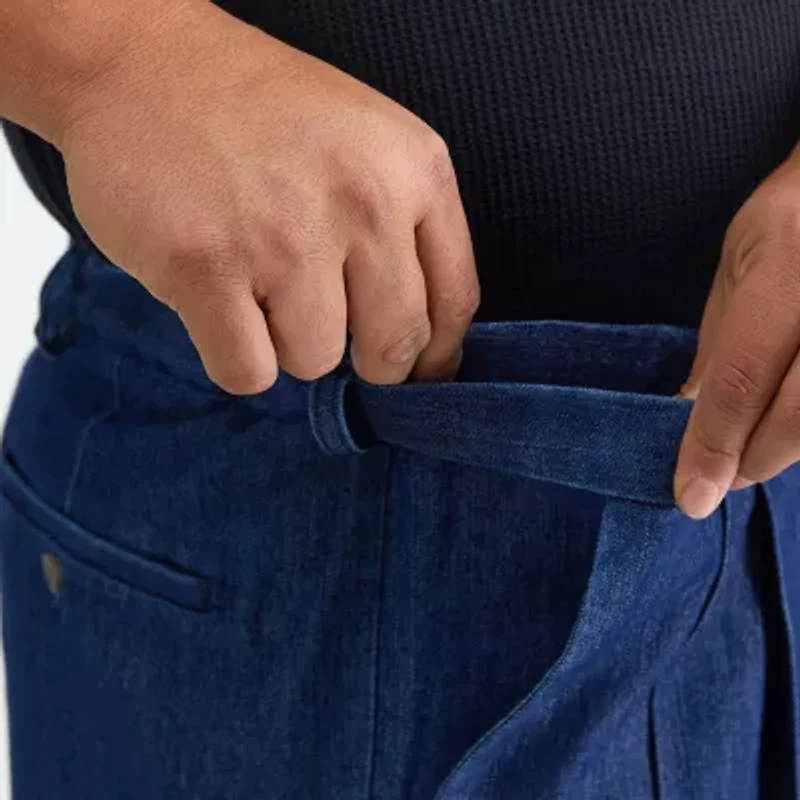 Haggar Stretch Denim Mens Classic Fit Big and Tall Pleated Pant