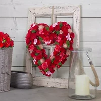 Northlight 13.5in Red And Pink Wooden Rose Valentine'S Day Artificial Spring Wreath