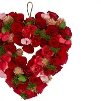 Northlight 13.5in Red And Pink Wooden Rose Valentine'S Day Artificial Spring Wreath