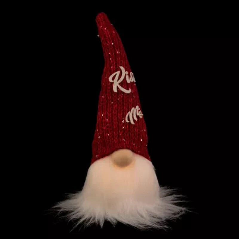 Northlight 11.5in Lighted Red Knit 'Kiss Me' Hat Christmas Gnome