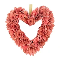 Northlight 14in Salmon Pink Valentine'S Day Wooden Floral Heart Wreath