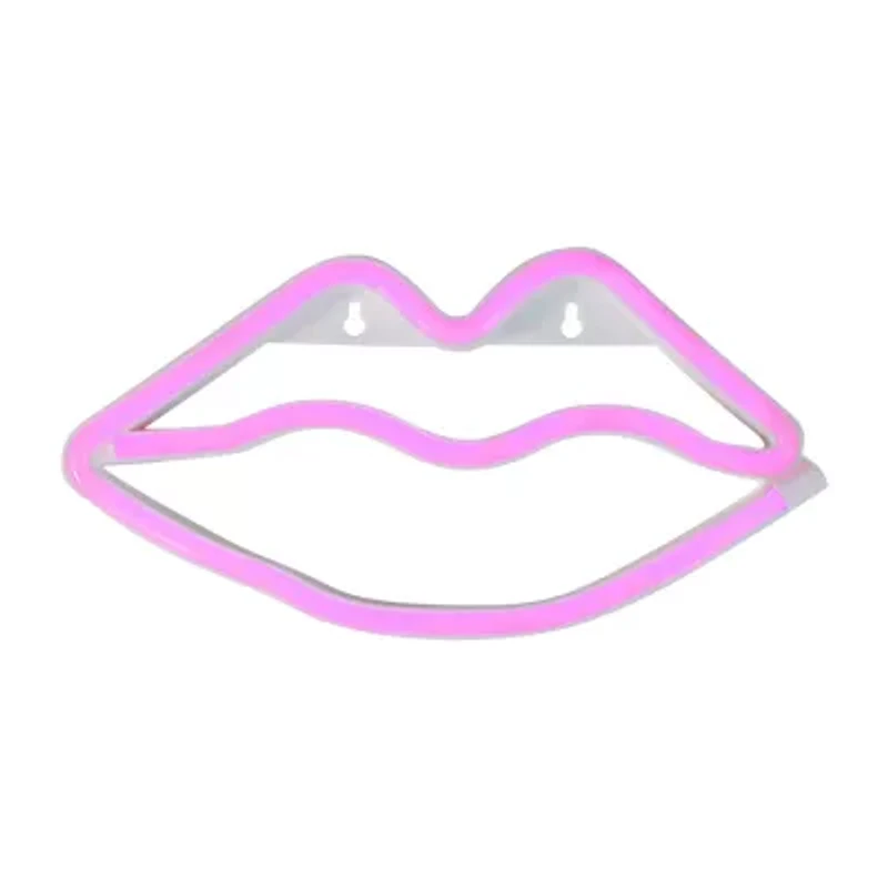 Northlight 10.5in Pink Lips Led Neon Style Valentine'S Day Wall Sign
