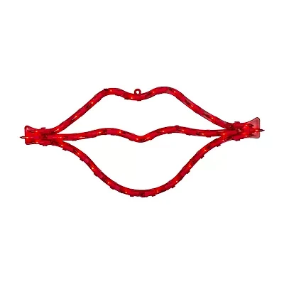 Northlight 17.5in Lighted Red Lips Window Silhouette Decoration Valentines Day Yard Art