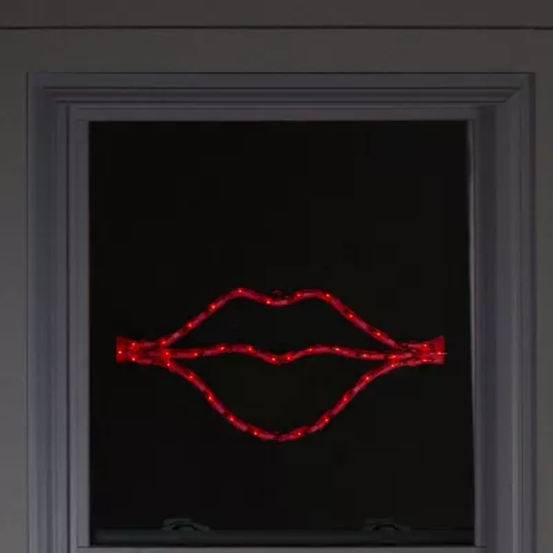 Northlight 17.5in Lighted Red Lips Window Silhouette Decoration Valentines Day Yard Art